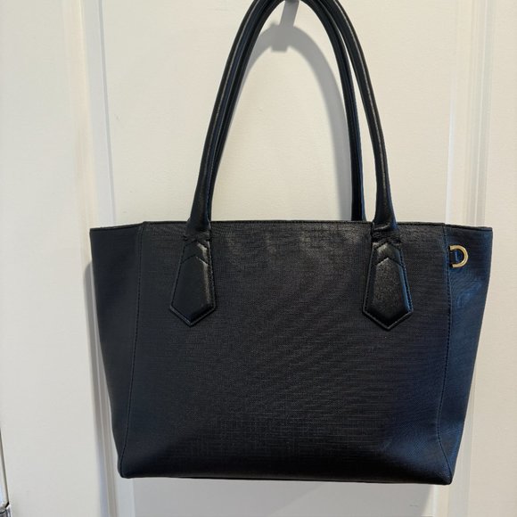Dagne Dover Signature Classic Coated Canvas Tote Onyx - Picture 1 of 7